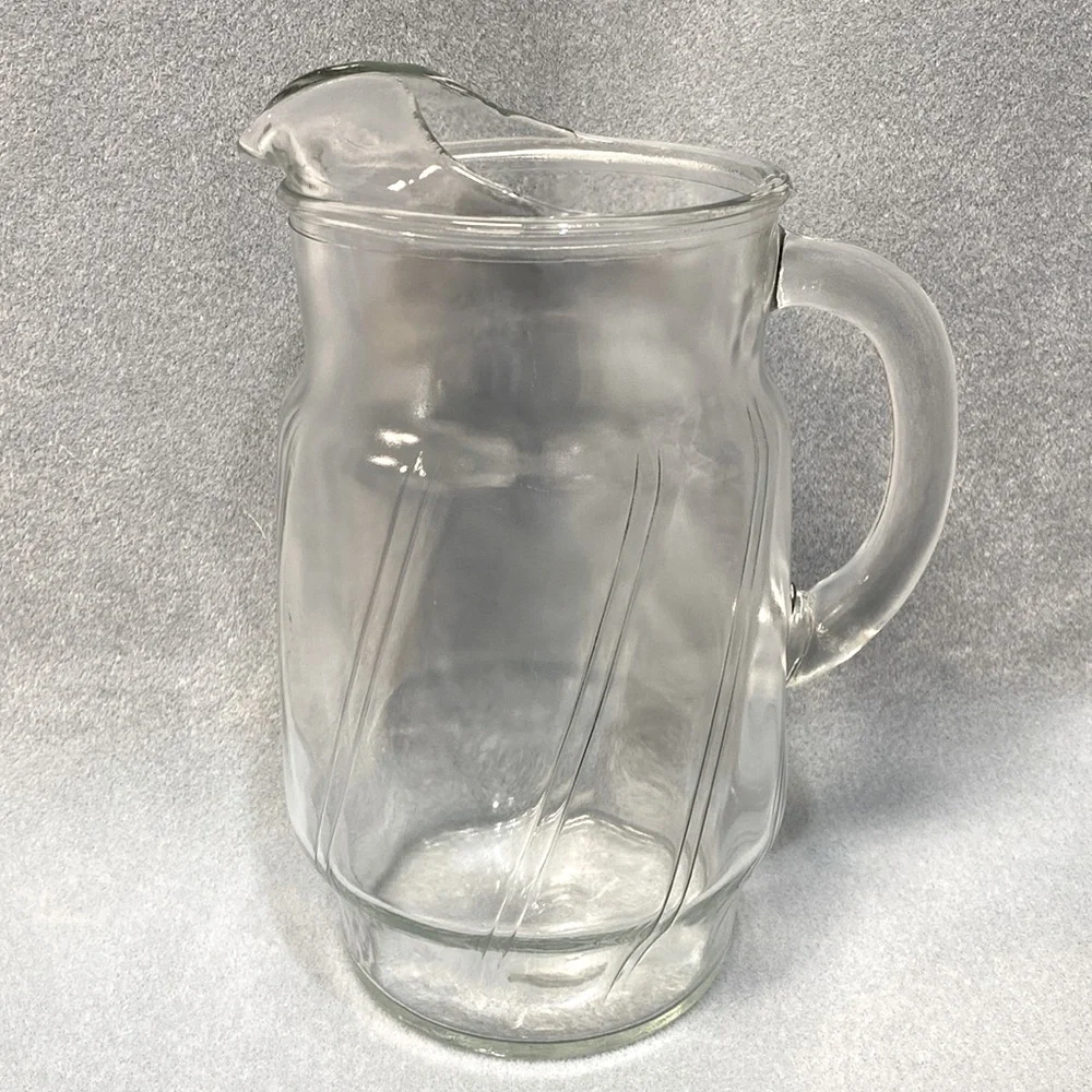Indiana glass Double Swirl Smooth Finish 1960's Water Pitcher Clear Glass